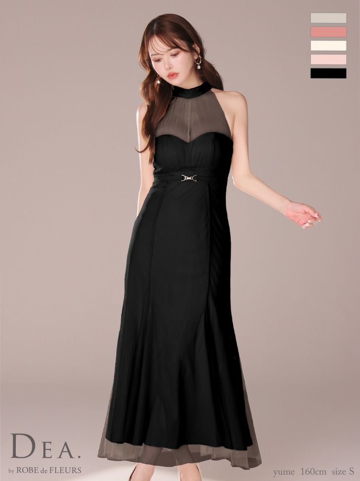 DEA. ディア バイ ローブドフルール シースルーホルターネックチュールロングキャバドレス de3567-c