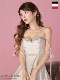 ROBE de FLEURS ローブドフルール サテンビジューフレアロングキャバドレス fm4500-c