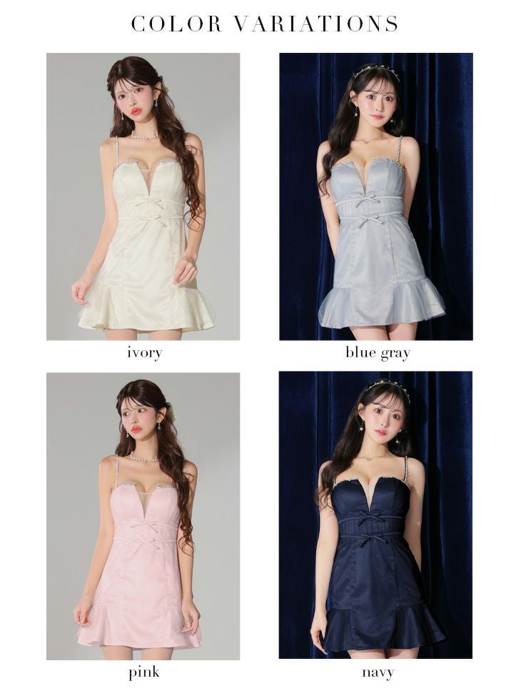 ROBE de FLEURS ローブドフルール ラメチュールサテンバストビジュー