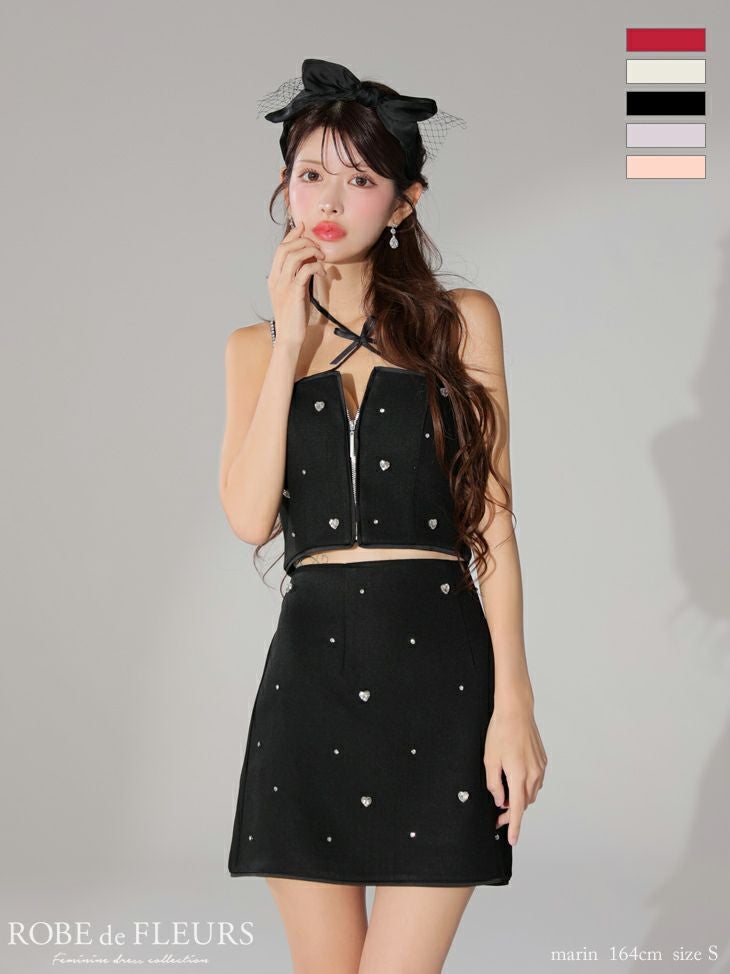 ROBE de FLEURS ローブドフルール 2way ハートビジューバストカット