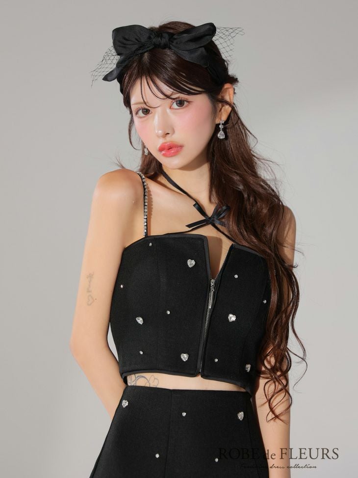 ROBE de FLEURS ローブドフルール 2way ハートビジューバストカット
