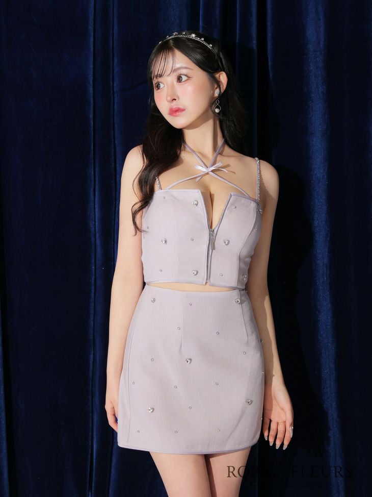 ROBE de FLEURS ローブドフルール 2way ハートビジューバストカット