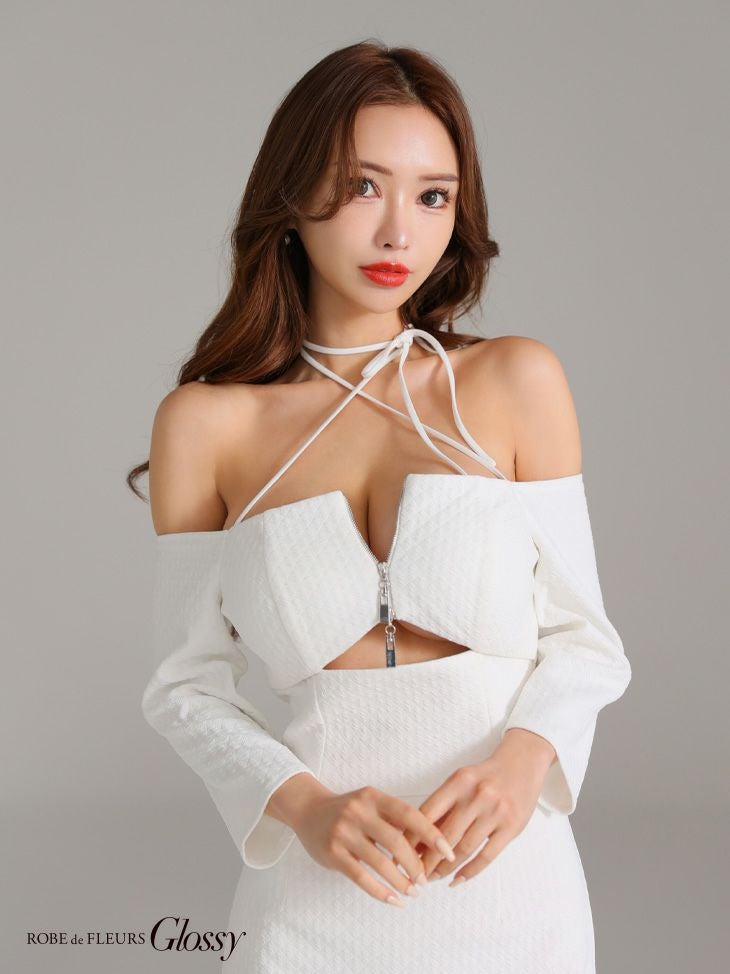 Glossy ローブドフルールグロッシー オフショルホルターバストスリットミニキャバドレス gl3585-c