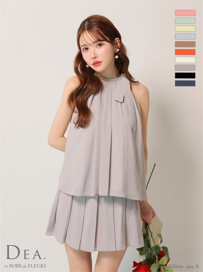 DEA. ディア バイ ローブドフルール サテンシフォンフレアセットアップミニキャバドレスde3372-c
