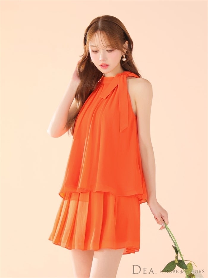 DEA. ディア バイ ローブドフルール サテンシフォンフレアセットアップミニキャバドレスde3372-c