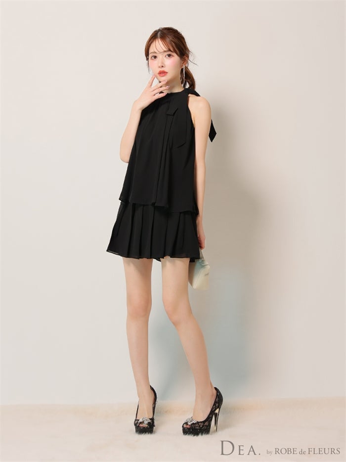 DEA. ディア バイ ローブドフルール サテンシフォンフレアセットアップミニキャバドレスde3372-c