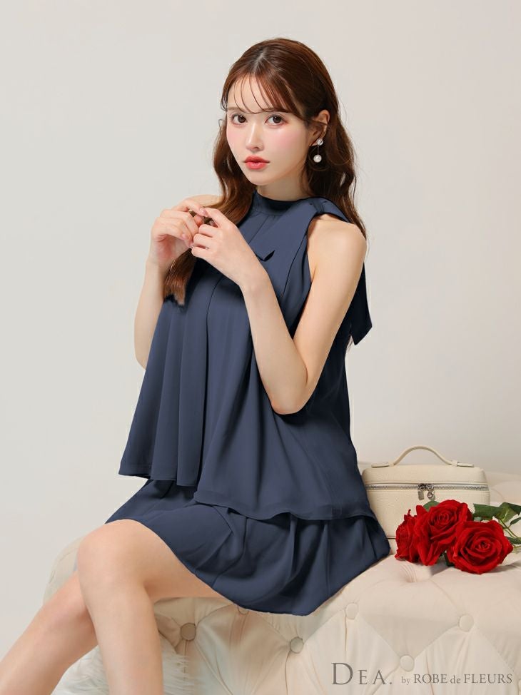 DEA. ディア バイ ローブドフルール サテンシフォンフレアセットアップミニキャバドレスde3372-c