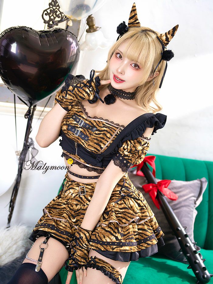 【8点セット】Malymoon マリームーン スタッズフレア鬼ガールセットアップ コスチューム ml10215