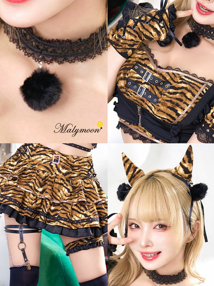 【8点セット】Malymoon マリームーン スタッズフレア鬼ガールセットアップ コスチューム ml10215