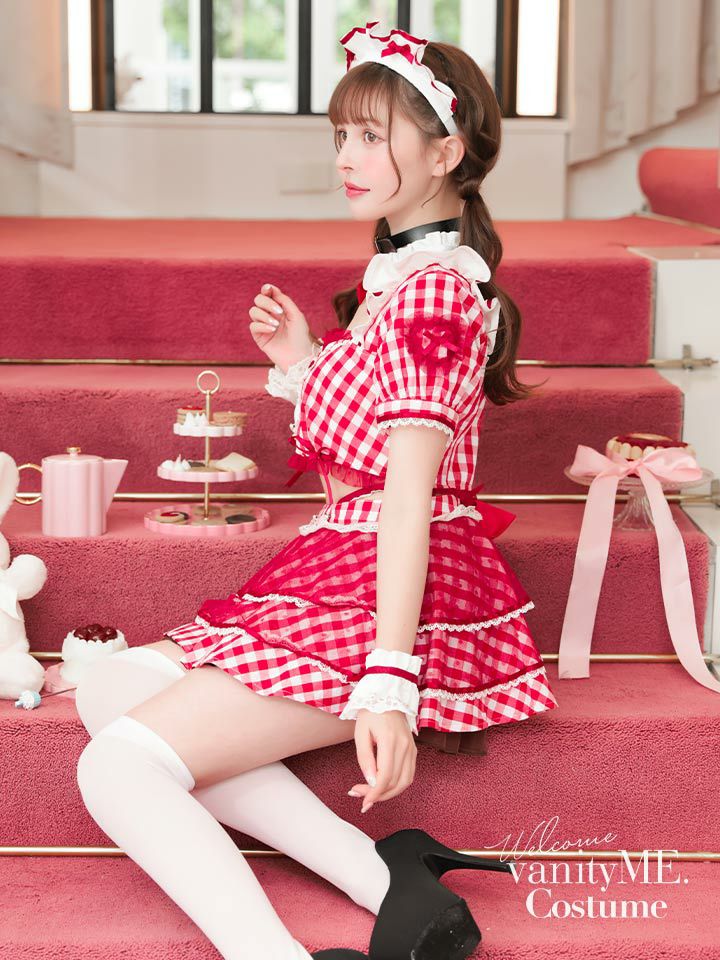 【8点セット】Malymoon マリームーン ギンガムポップバレンタインチェックメイド [ レッド ] ml10208