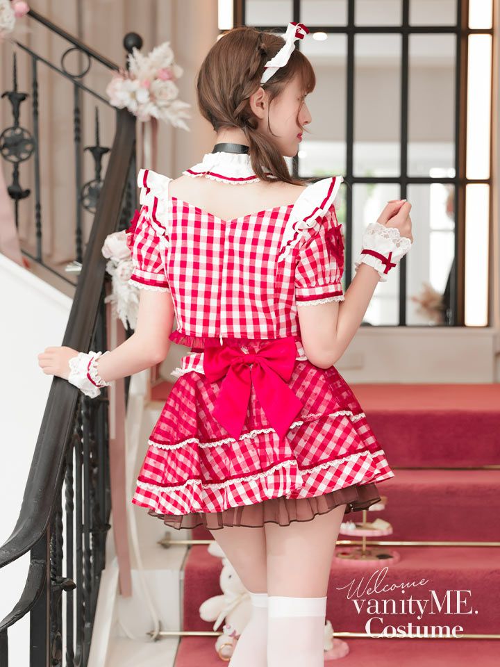 【8点セット】Malymoon マリームーン ギンガムポップバレンタインチェックメイド [ レッド ] ml10208