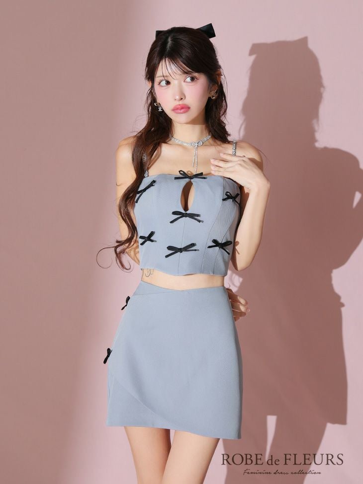 ROBE de FLEURS ローブドフルール ミニリボンバストカットセットアップ
