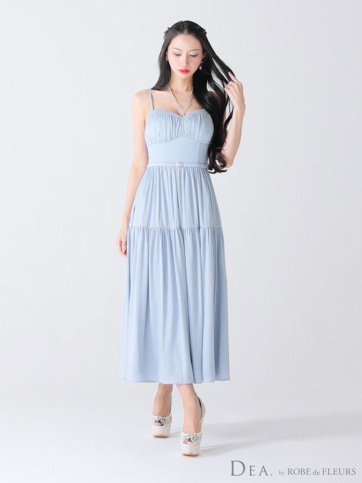 DEA. ディア バイ ローブドフルール ラメシフォンフレアロングキャミキャバドレス de3374-c