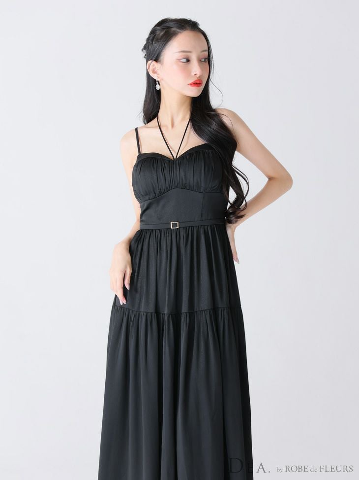 DEA. ディア バイ ローブドフルール ラメシフォンフレアロングキャミキャバドレス de3374-c