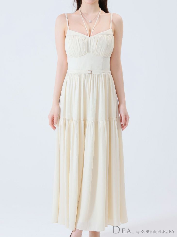 DEA. ディア バイ ローブドフルール ラメシフォンフレアロングキャミキャバドレス de3374-c