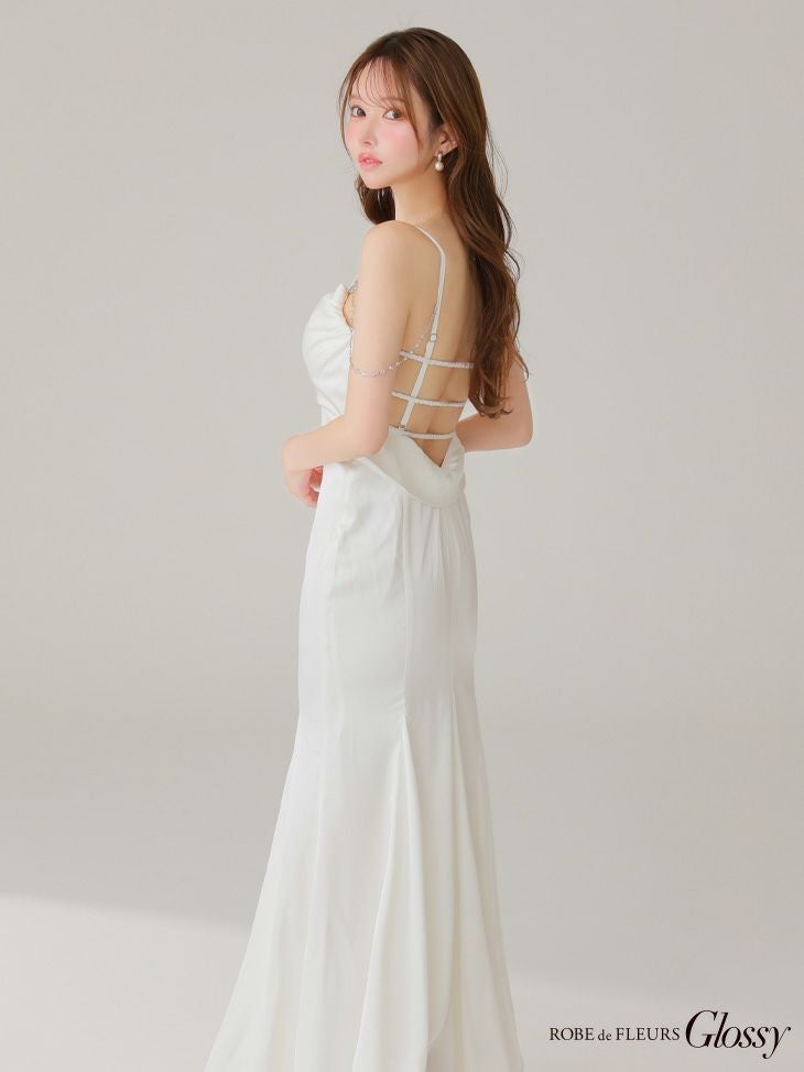 Glossy ローブドフルールグロッシー【XS～Lサイズあり】 サテンバストビジューロングキャバドレス gl3768-3