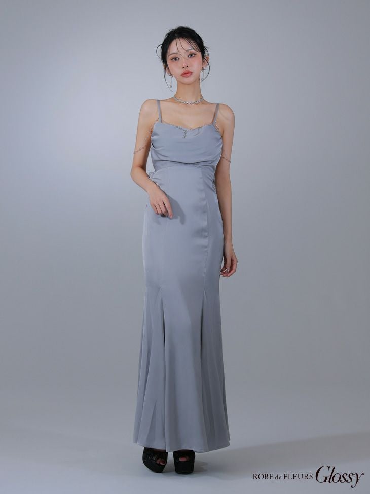 Glossy ローブドフルールグロッシー【XS～Lサイズあり】 サテンバストビジューロングキャバドレス gl3768-3