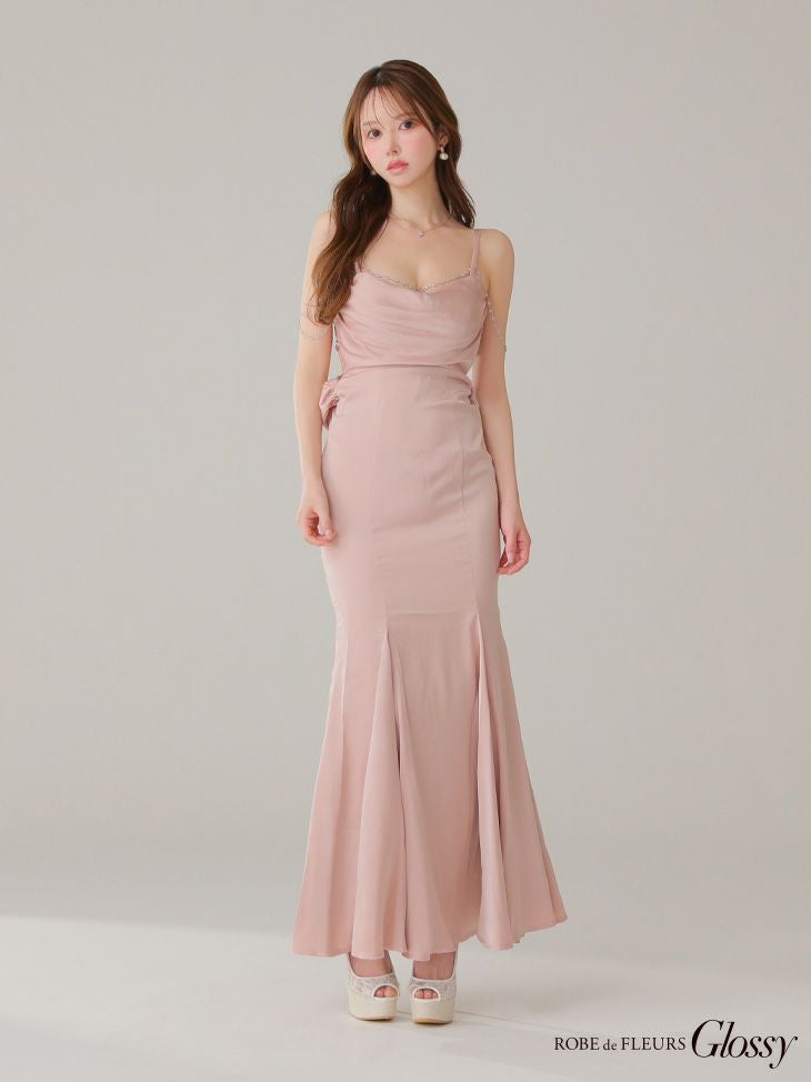 Glossy ローブドフルールグロッシー【XS～Lサイズあり】 サテンバストビジューロングキャバドレス gl3768-3