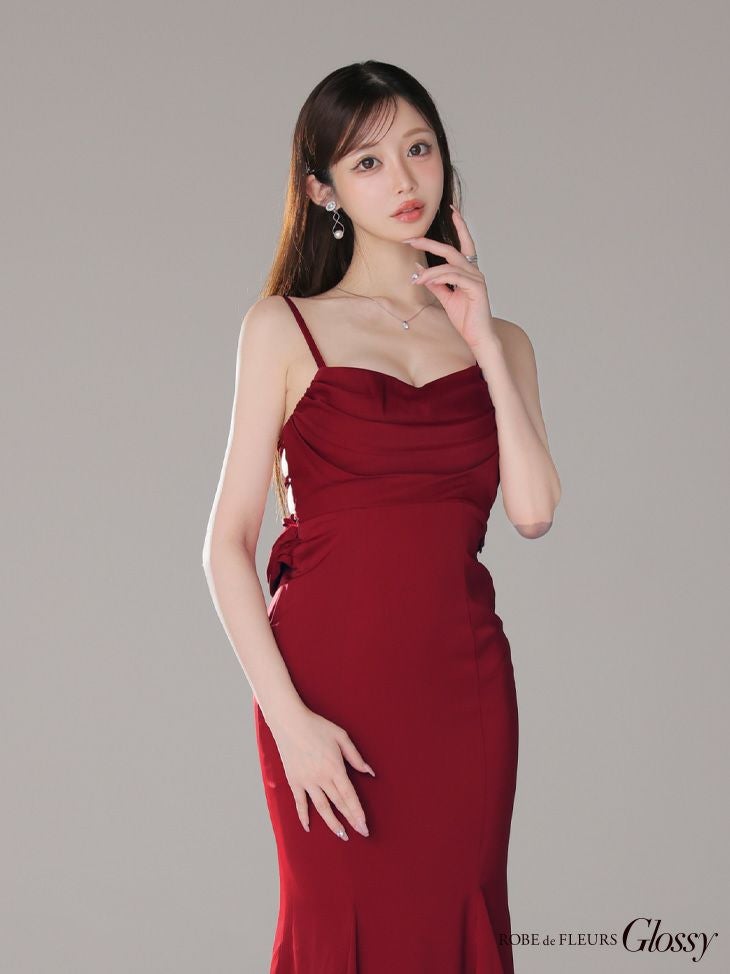 Glossy ローブドフルールグロッシー【XS～Lサイズあり】 サテンバストビジューロングキャバドレス gl3768-3