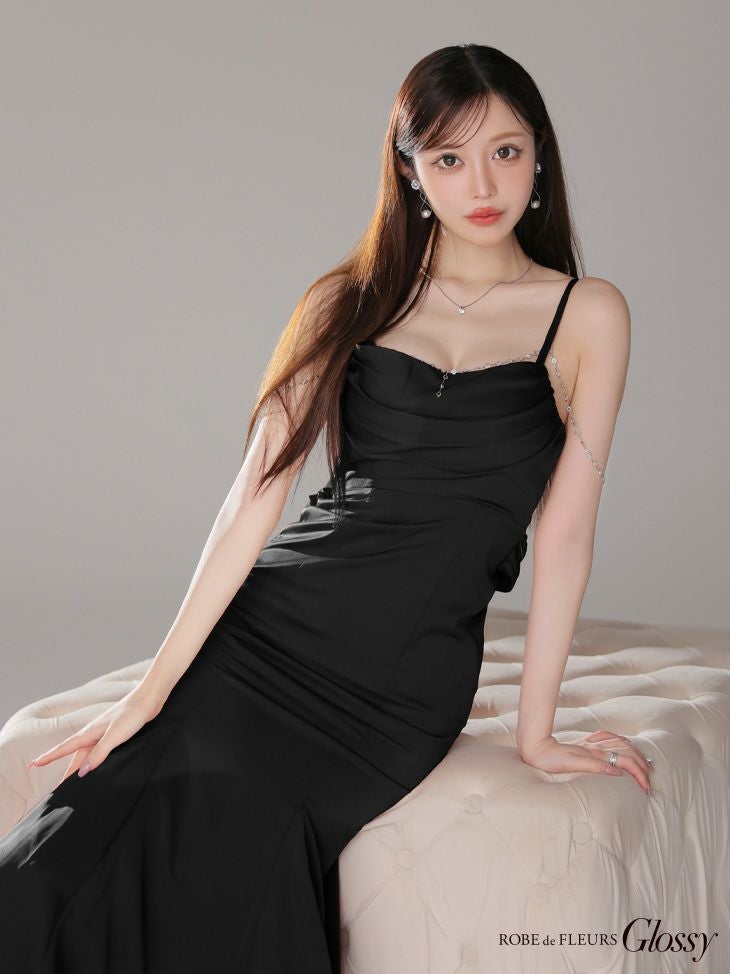 Glossy ローブドフルールグロッシー【XS～Lサイズあり】 サテンバストビジューロングキャバドレス gl3768-3