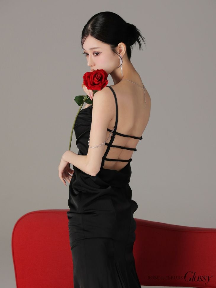 Glossy ローブドフルールグロッシー【XS～Lサイズあり】 サテンバストビジューロングキャバドレス gl3768-3