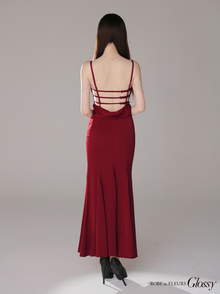 Glossy ローブドフルールグロッシー【XS～Lサイズあり】 サテンバストビジューロングキャバドレス gl3768-3