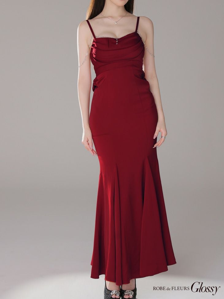 Glossy ローブドフルールグロッシー【XS～Lサイズあり】 サテンバストビジューロングキャバドレス gl3768-3