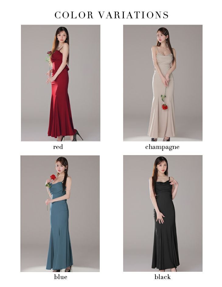 Glossy ローブドフルールグロッシー【XS～Lサイズあり】 サテンバストビジューロングキャバドレス gl3768-3