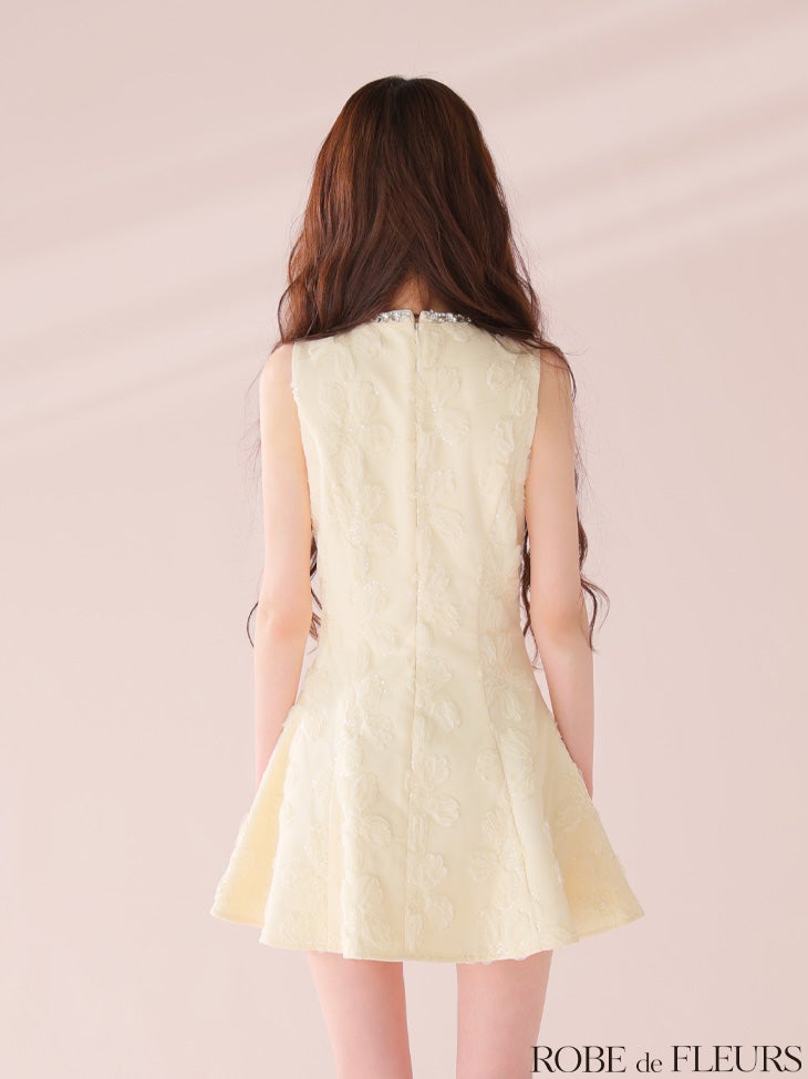 ROBE de FLEURS ローブドフルール ビジューラインノースリーブフレアミニキャバドレス fm3439