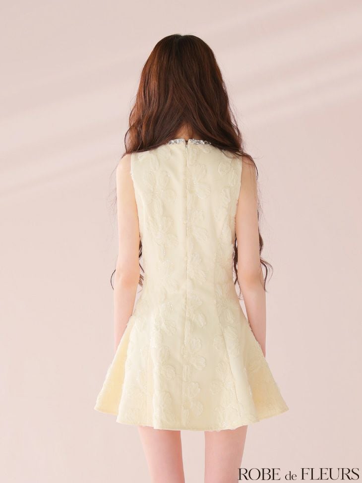 ROBE de FLEURS ローブドフルール ビジューラインノースリーブフレアミニキャバドレス fm3439-c
