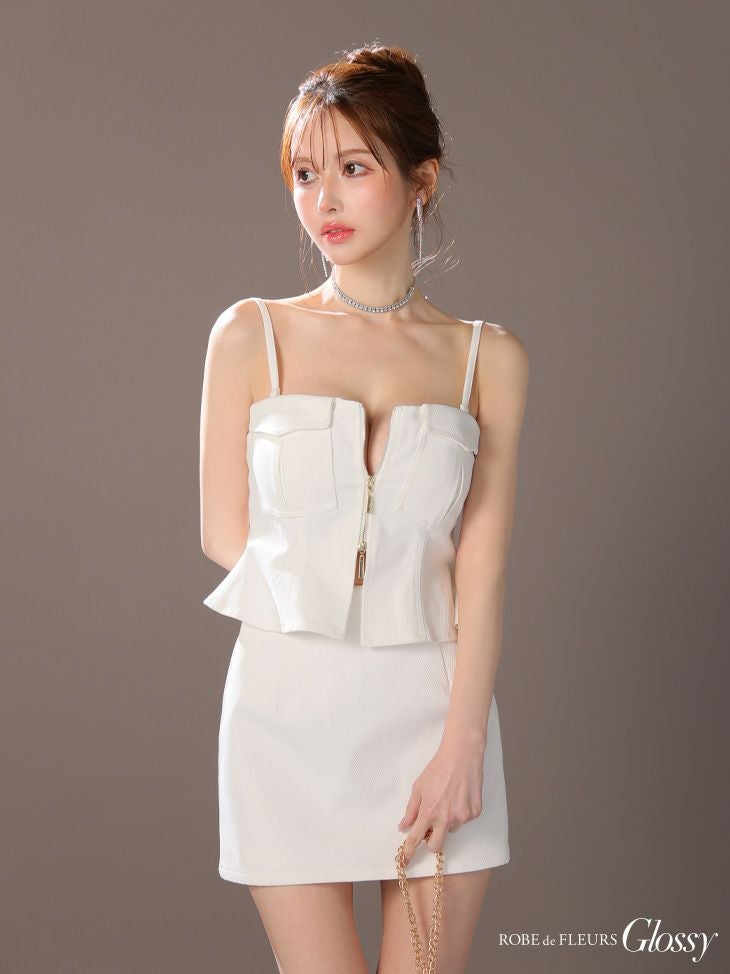 Glossy ローブドフルールグロッシー センタージップペプラムセットアップミニキャバドレス gl3443-c