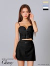 Glossy ローブドフルールグロッシー ブラック シャーリングバストジップナイロンセットアップミニキャバドレス gl3293-5