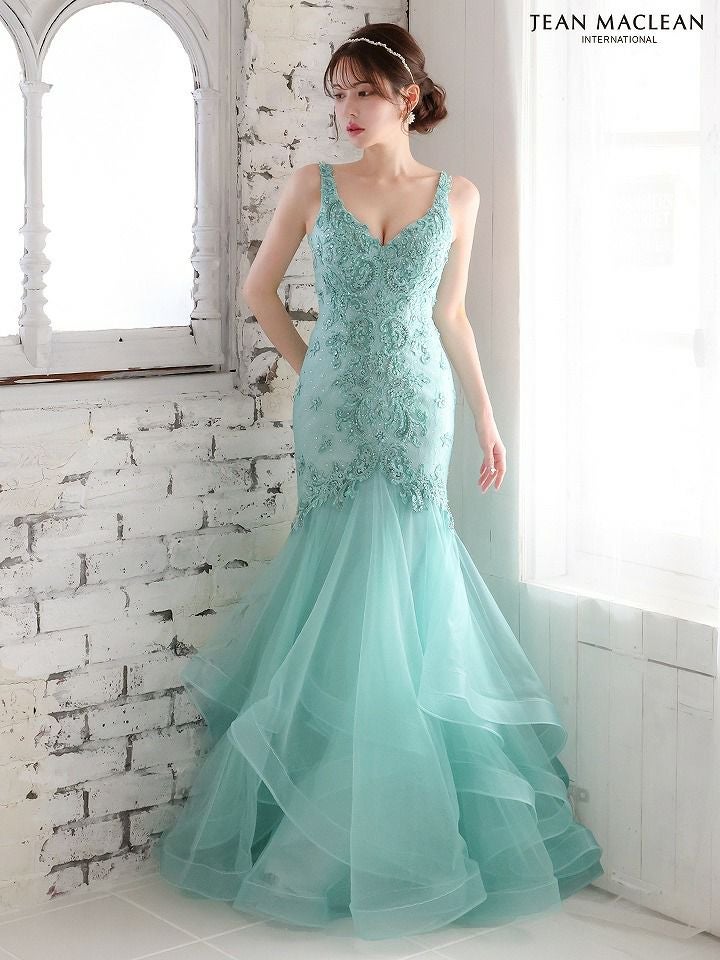 JEAN MACLEAN ジャンマクレーン ワンカラー/ビジュー刺繍レース/マーメイド/タイト ロングドレス ja51765-c