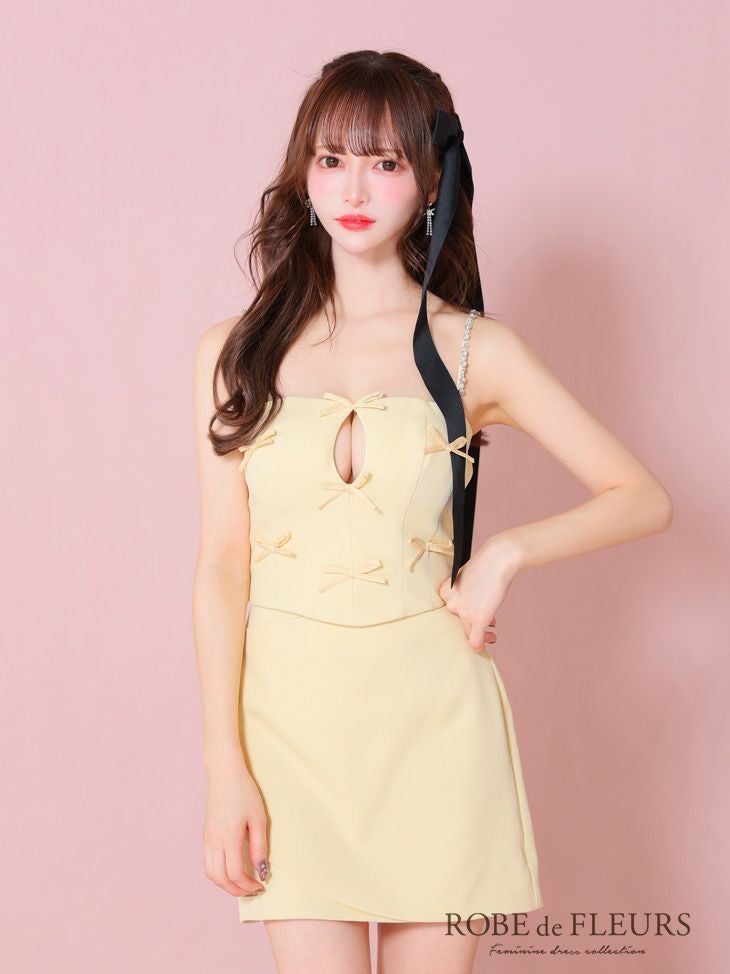 ROBE de FLEURS ローブドフルール イエロー ミニリボンバストカット