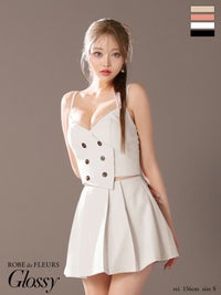 Glossy ローブドフルール グロッシー チョーカー付きダブルボタンセットアップキャミキャバドレス gl3289-c