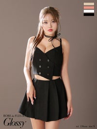 Glossy ローブドフルール グロッシー チョーカー付きダブルボタンセットアップキャミキャバドレス gl3289-c