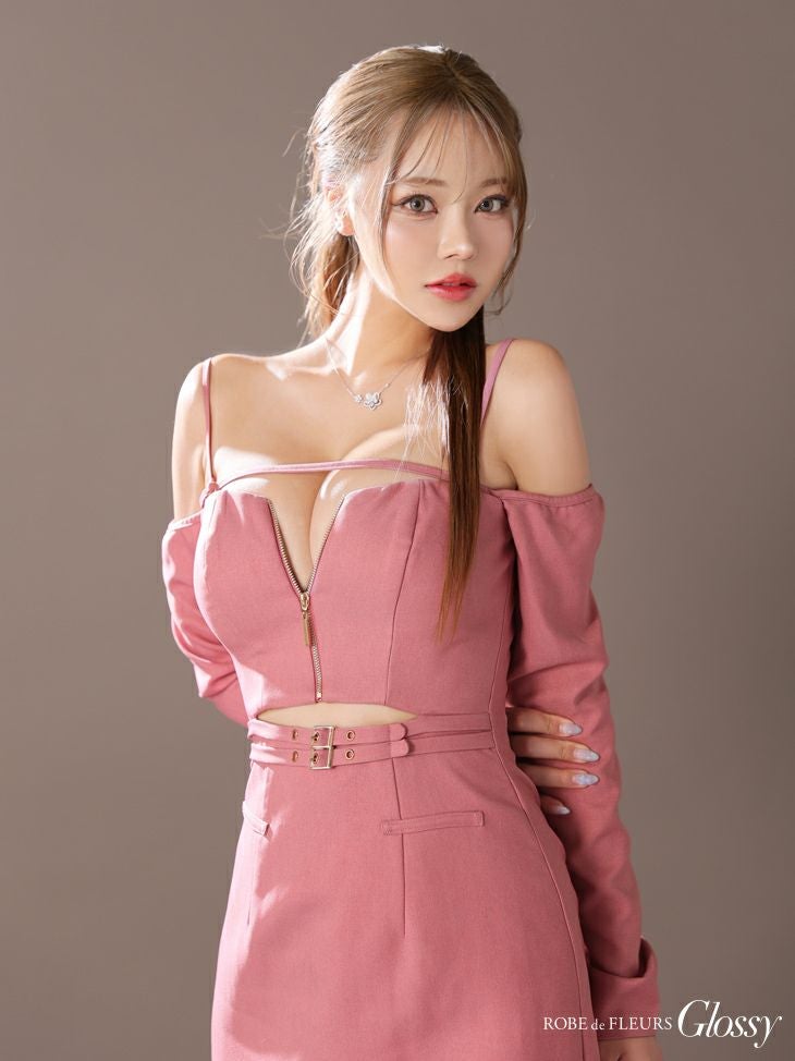 Glossy ローブドフルールグロッシー オフショルロングスリーブウエスト