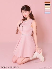 ROBE de FLEURS ローブドフルール リボンビジューバストカットフレアミニキャバドレス fm3618-c