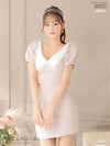 【*ROBE de FLEURS SALE*】 ROBE de FLEURS ローブドフルール フリル襟ｘパフスリーブツーピースミニキャバドレス fm2637-s25