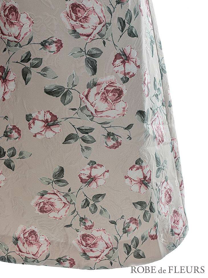 ROBE de FLEURS ローブドフルール ビーズ襟ｘローズジャガード台形ミニキャバドレス fm2457-s25