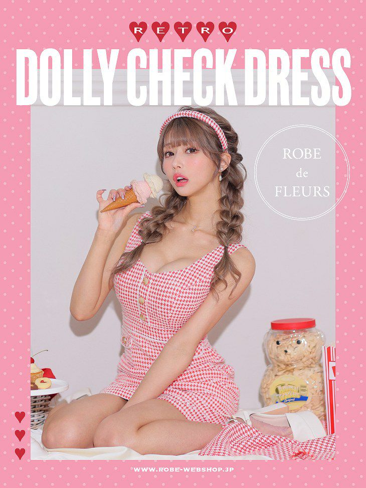ROBE de FLEURS ローブドフルール レトロドーリーチェックキャバドレス fm2719-s25