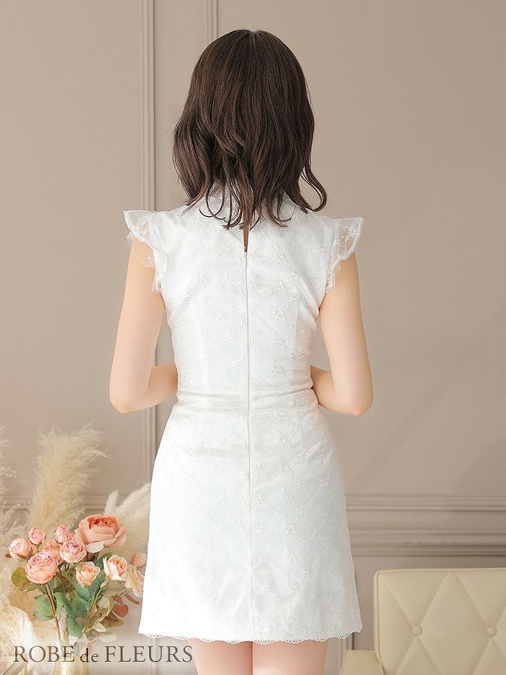 ROBE de FLEURS ローブドフルール パールチュールｘ襟付きミニキャバドレス fm2549-s25