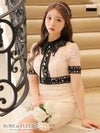 ROBE de FLEURS ローブドフルール リボン付き襟ｘバイカラーレースタイトミニキャバドレス fm2596-s25