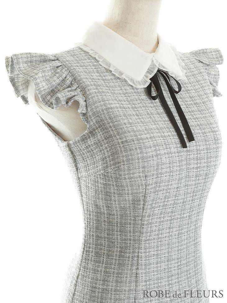 ROBE de FLEURS ローブドフルール フリル襟付き×ラメツイードミニキャバドレス fm2747-s25