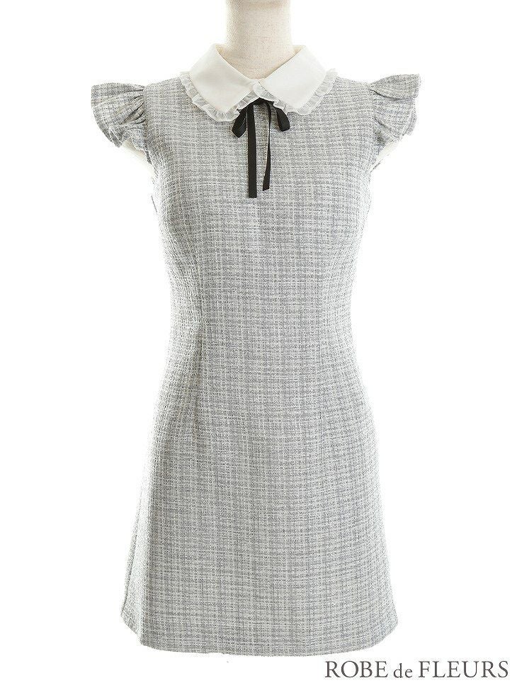 ROBE de FLEURS ローブドフルール フリル襟付き×ラメツイードミニキャバドレス fm2747-s25