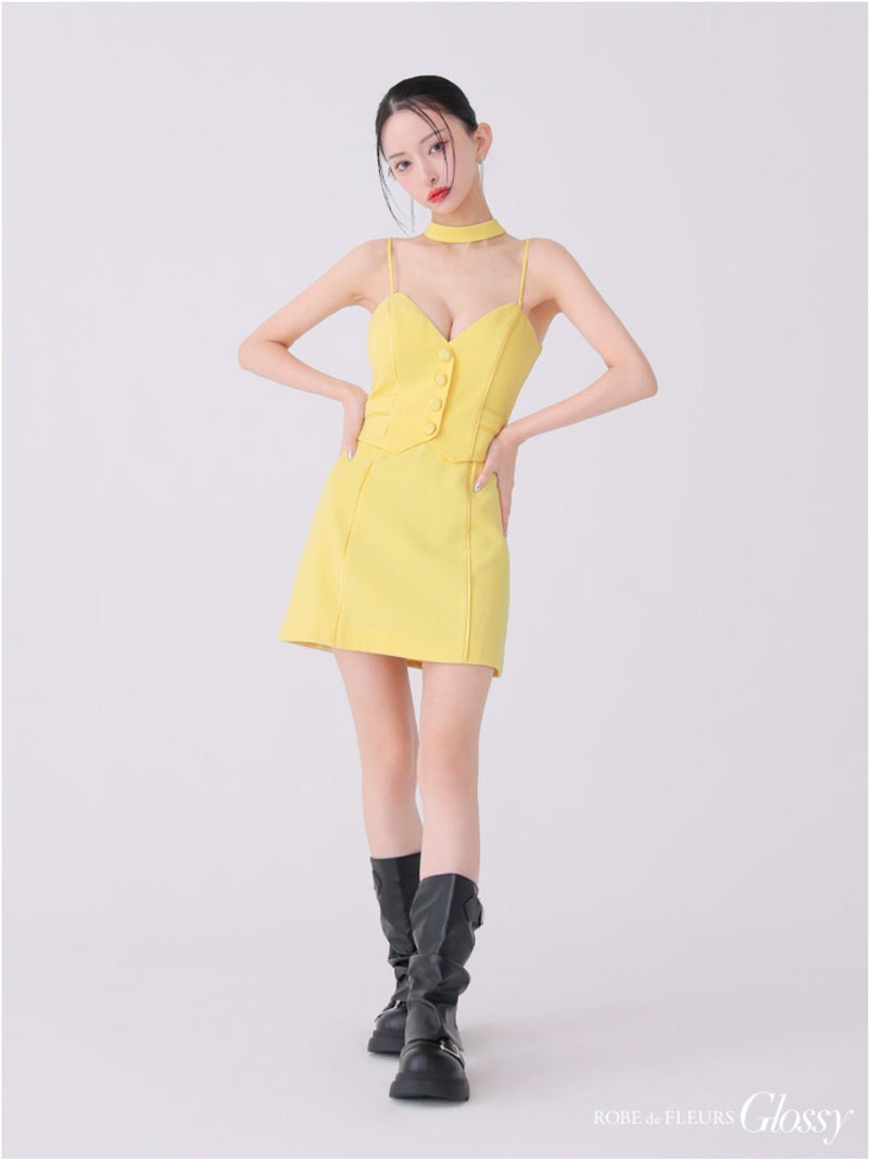 Glossy ローブドフルールグロッシー チョーカーデザインフロントボタンタイトキャバドレス gl3921-c