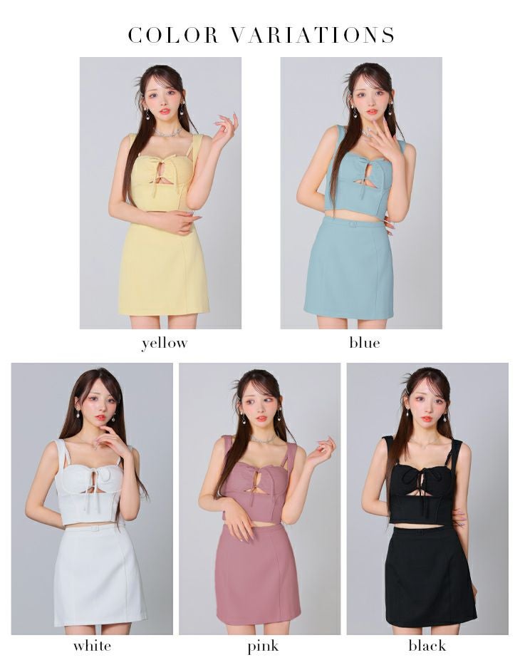 Glossy ローブドフルールグロッシー ピンク バストリボンストレッチワッフルセットアップミニキャバドレス gl3589-3