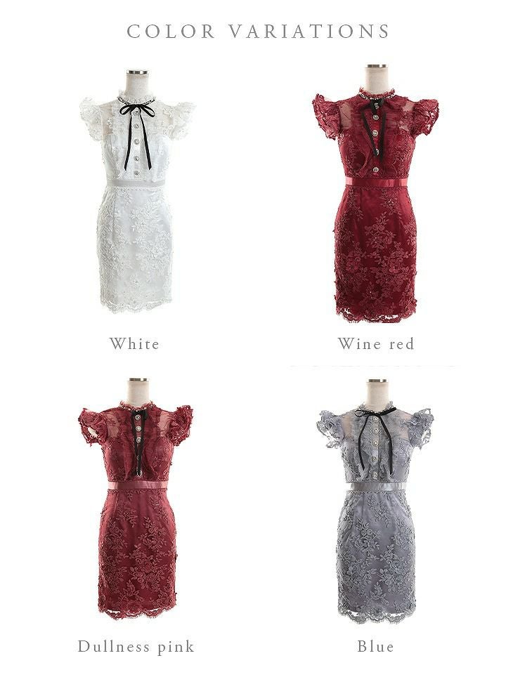 ROBE de FLEURS ローブドフルール フラワーレース×ラグジュアリータイトミニキャバドレス fm2426-s25