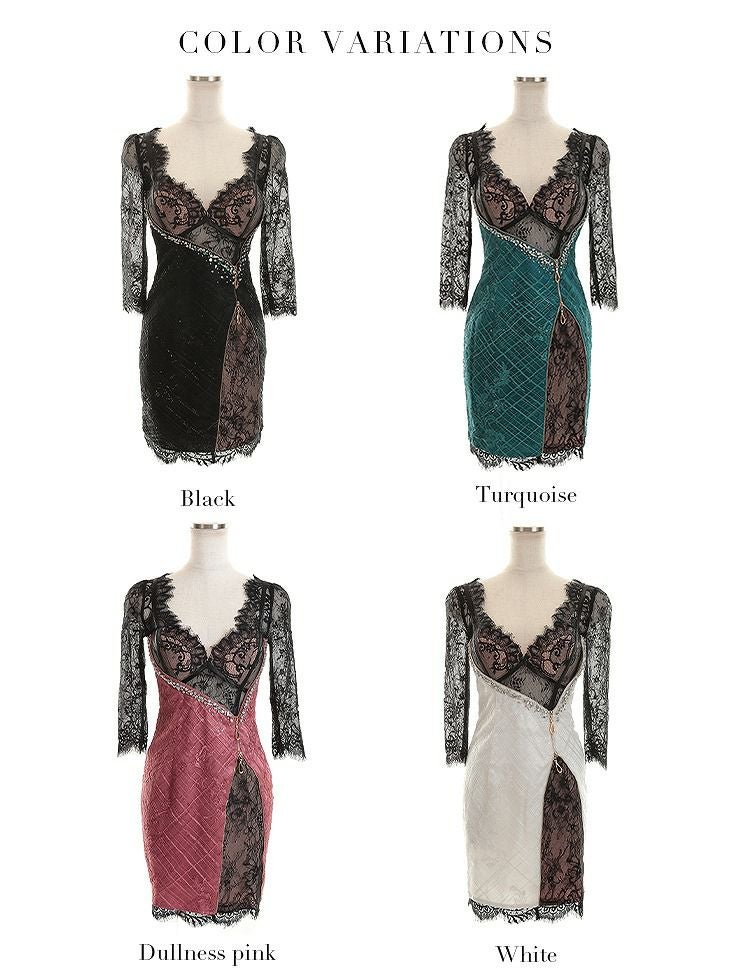 Glossy ローブドフルールグロッシー ジップデザイン×ラグジュアリータイトミニキャバドレス gl2342-s25