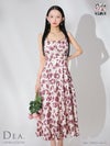 DEA. ディア バイ ローブドフルール 花柄スクエアネックフレアロングキャバドレス de3382-c
